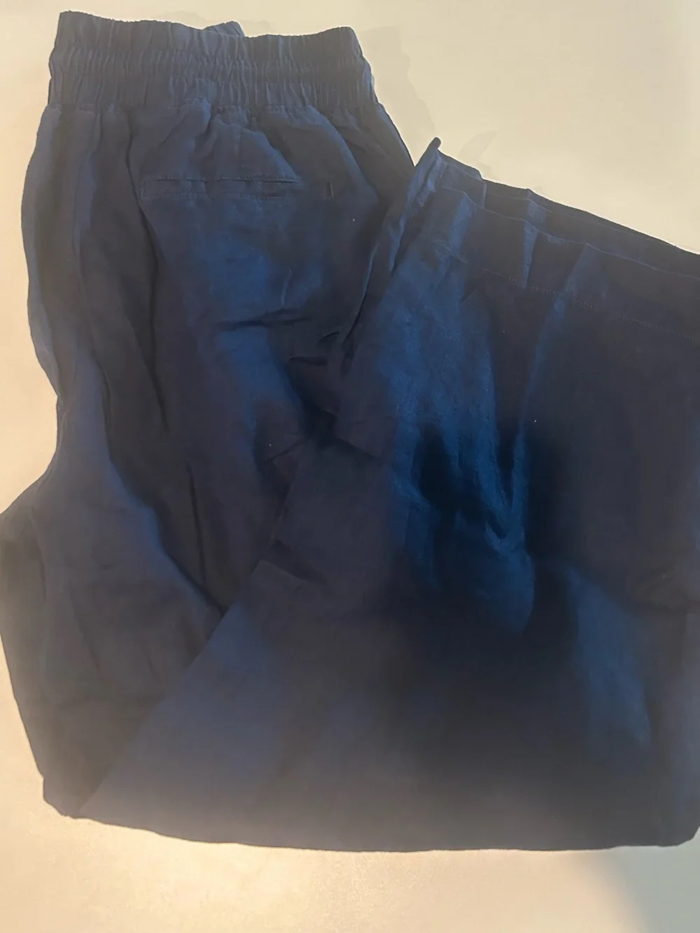 Quince 100% European Linen Wide Leg Pull-On Pants Navy Large